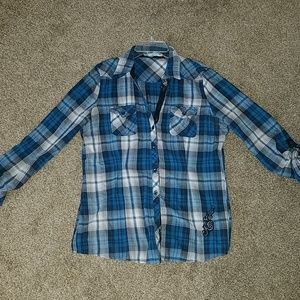 SOLD...Dark blue button up top